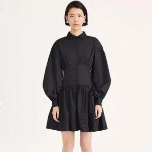 Merlette Buttondown Taylor Blouson-Sleeve Poplin Mini Shirt Dress XS New